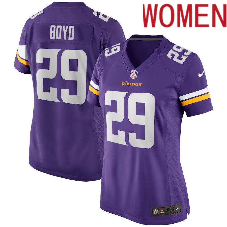 Women Minnesota Vikings #29 Kris Boyd Nike Purple Game NFL Jersey